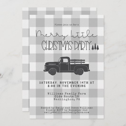 ファームハウスヴィンテージトラッククリスマスパーティー 招待状 (正面/裏面)