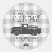 ファームハウスヴィンテージトラックグレーバッファローチェック名 ラウンドシール (正面)