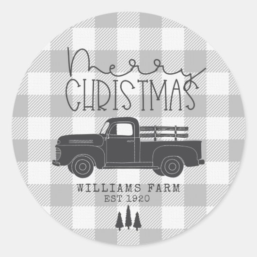ファームハウスヴィンテージトラックグレーバッファローチェック名 ラウンドシール (正面)