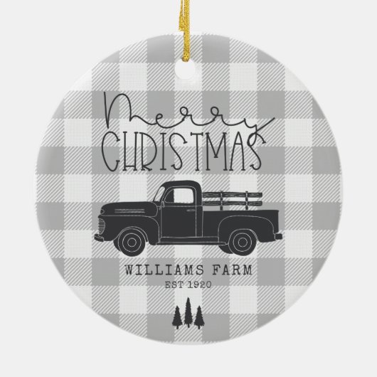 ファームハウスヴィンテージトラックファミリー名&年EST セラミックオーナメント (裏面)