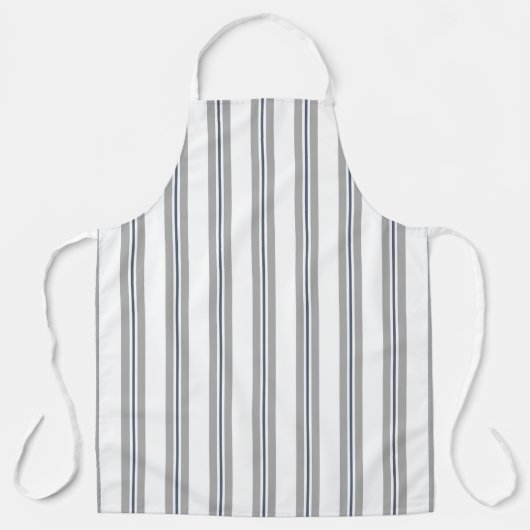 ファームハウスヴィンテージフランスのチッキングストライプブルーグレー エプロン (正面)