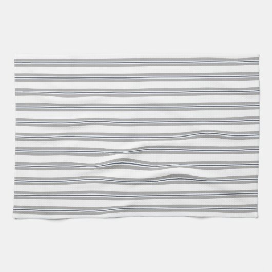 ファームハウスヴィンテージフランスのチッキングストライプブルーグレー キッチンタオル (横)