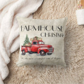 ファームハウスヴィンテージレッドトラック素朴クリスマス クッション (ブランケット)