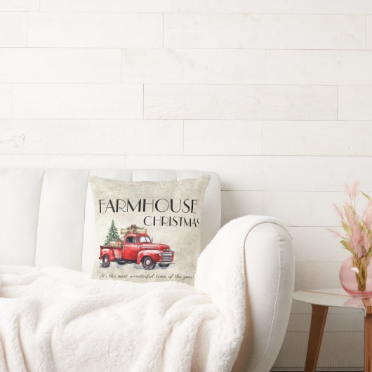 ファームハウスヴィンテージレッドトラック素朴クリスマス クッション (ソファ)