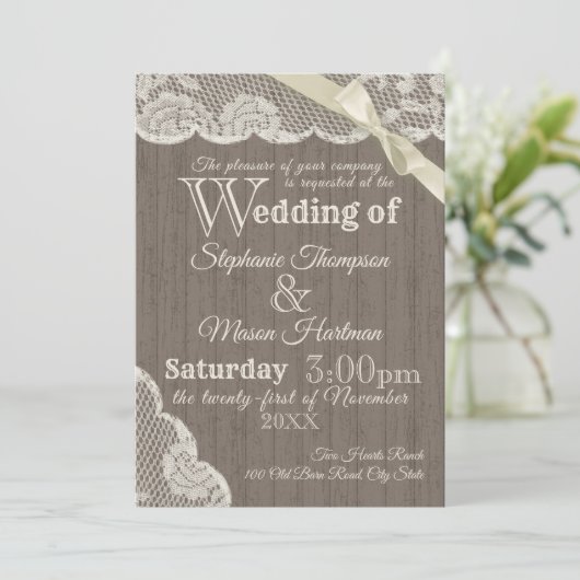 ファームハウスヴィンテージレースカントリーウェディング 招待状 (スタンド正面)