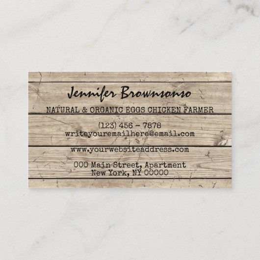 ファームハウス木製素朴チクズヘン 名刺 (裏面)