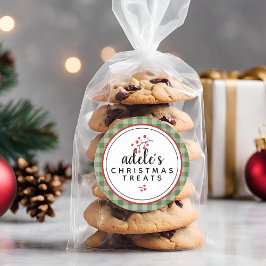 ファームハウス柄のクリスマスお菓子のパーソナライズ ラウンドシール
