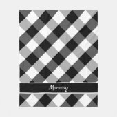 ファームハウス白黒バッファローチェックウィズネーム フリースブランケット (正面)