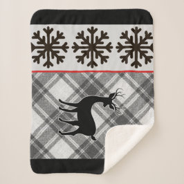 ファームハウス白黒バッファロープレイドディアスノーフレーク シェルパブランケット