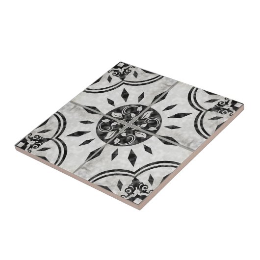 ファームハウス白黒パターンカントリーシック素朴 タイル (側面)