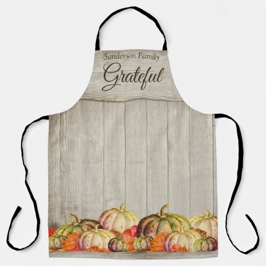 ファームハウス秋ウォーターカラーパンプキンス紅葉 エプロン (正面)