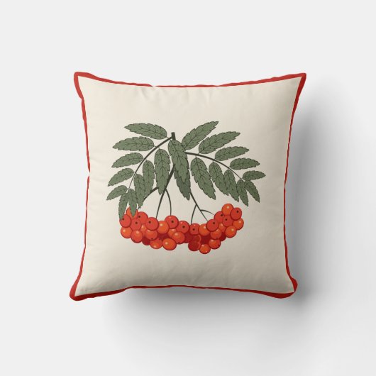 ファームハウス秋デコール – ローワンベリーとレッドライン クッション (裏面)