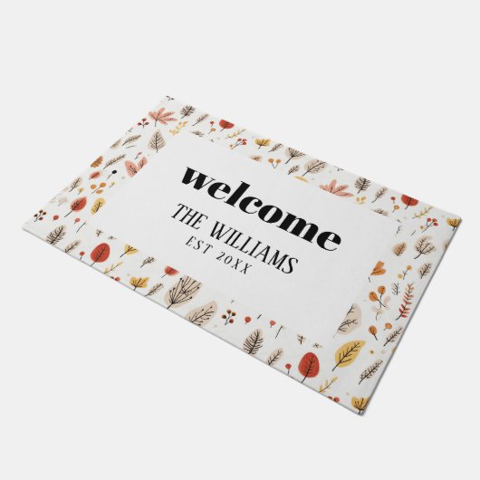 ファームハウス秋ファミリーパーソナライズされた名歓迎 ドアマット (アングル)