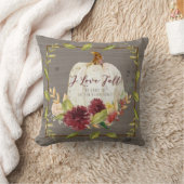 ファームハウス秋ホワイトパンプキンブルゴーニュグレイフローラ クッション (ブランケット)