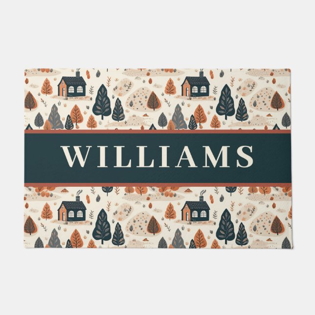 ファームハウス紅葉ファミリーネームカスタム ドアマット (正面)