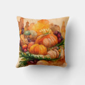 ファームハウス素朴ウォーターカラーパンプキンズハーベスト秋 クッション (裏面)