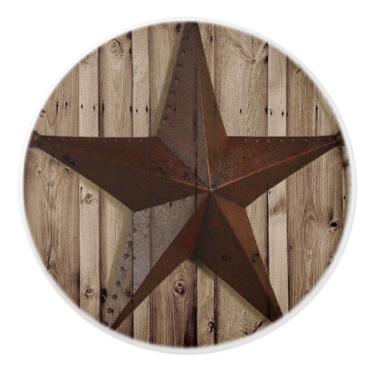 ファームハウス素朴ウッドウエスタンカントリーテキサス州スター セラミックノブ (正面)