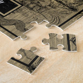 ファームハウス素朴ウッドジーヴィンテージディアファミリー名J ジグソーパズル (側面)