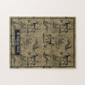 ファームハウス素朴ウッドジーヴィンテージディアファミリー名J ジグソーパズル (横)