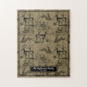 ファームハウス素朴ウッドジーヴィンテージディアファミリー名J ジグソーパズル (縦)