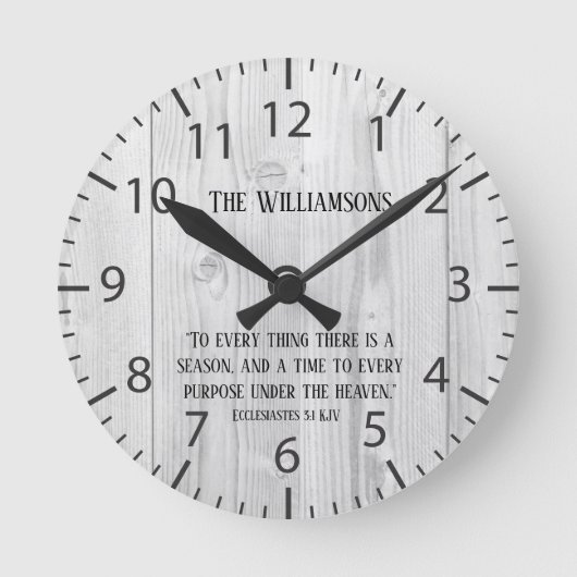 ファームハウス素朴ウッドタイム聖なる書物、 経典バースファミリー ラウンド壁時計 (正面)