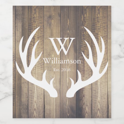 ファームハウス素朴ウッドプランクスホワイトディアー〔雄ジカの〕枝角 ワインラベル (シングルラベル)