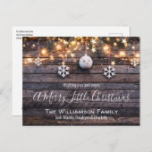 ファームハウス素朴ウッド&スターズクリスマスカード インビテーションポストカード (正面/裏面)