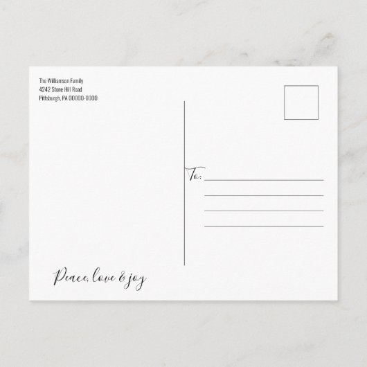 ファームハウス素朴ウッド&スターズクリスマスカード インビテーションポストカード (裏面)