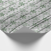 ファームハウス素朴ウッド&スノーフレークスクリスマス ラッピングペーパー (角)