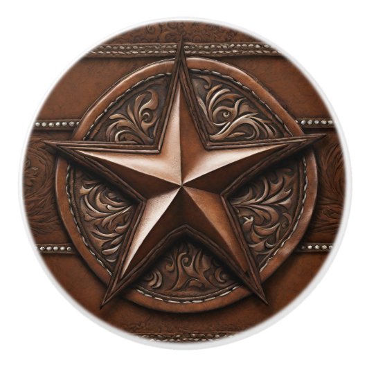 ファームハウス素朴カウボーイウェスタンカントリーテキサス州スター セラミックノブ (正面)