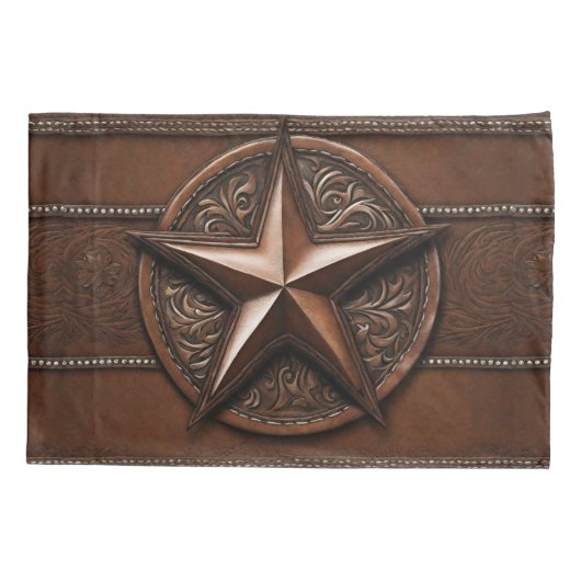 ファームハウス素朴カウボーイウェスタンカントリーテキサス州スター 枕カバー (裏面-左)