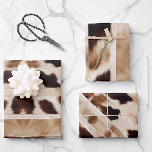 ファームハウス素朴カウボーイウエスタンカントリーカウイプリント ラッピングペーパーシート (正面)