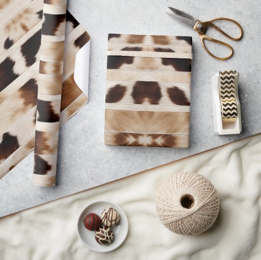 ファームハウス素朴カウボーイウエスタンカントリーカウイプリント ラッピングペーパー (クラフト)