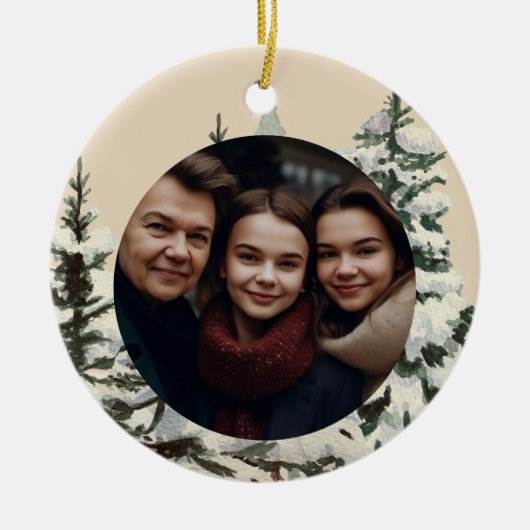 ファームハウス素朴カントリークリスマス セラミックオーナメント (正面)