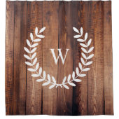 ファームハウス素朴カントリーホワイトローレルウッドプランクス シャワーカーテン (正面)