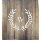 ファームハウス素朴カントリーホワイトローレルウッドプランクス シャワーカーテン (正面)