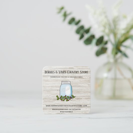 ファームハウス素朴カントリーメイソンジャールウッド スクエア名刺 (スタンド正面)