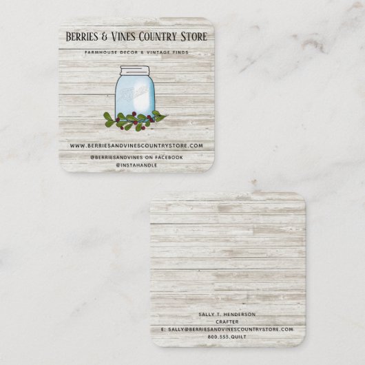 ファームハウス素朴カントリーメイソンジャールウッド スクエア名刺 (正面/裏面)