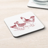 ファームハウス素朴キッチンレッドルースターヘン コースター (左側)