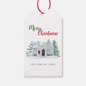 ファームハウス素朴クリスマスウィンターシーンホリデー ギフトタグ (正面)