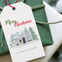 ファームハウス素朴クリスマスウィンターシーンホリデー ギフトタグ