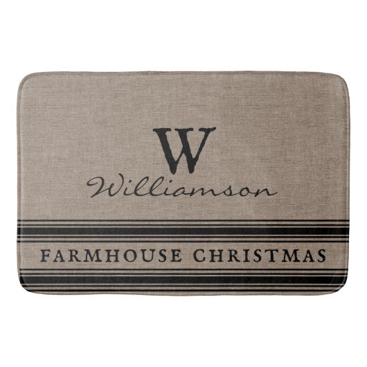 ファームハウス素朴クリスマスチキングバーラップモノグラム バスマット (正面)