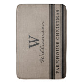 ファームハウス素朴クリスマスチキングバーラップモノグラム バスマット (正面縦)