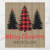 ファームハウス素朴クリスマスツリートリオカスタマイズ ワインラベル (シングルラベル)