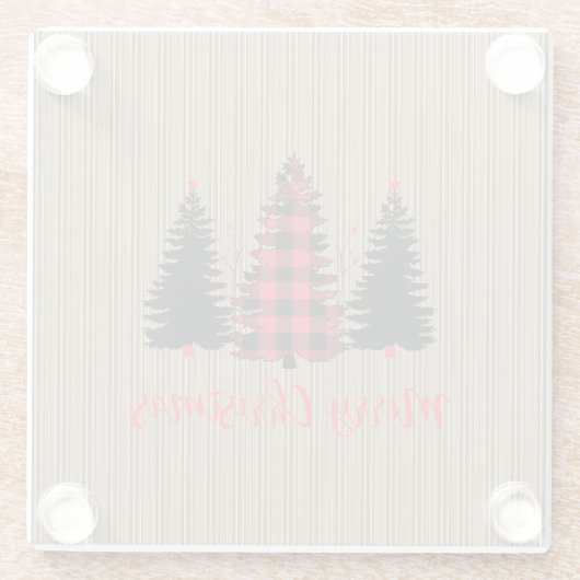 ファームハウス素朴クリスマスツリートリオ ガラスコースター (裏面)