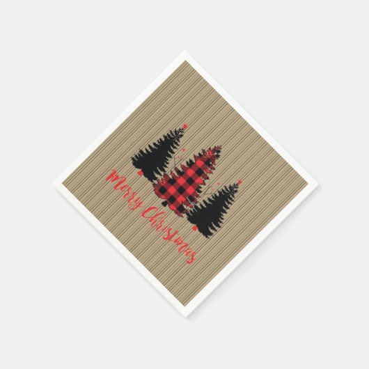 ファームハウス素朴クリスマスツリートリオ スタンダードカクテルナプキン (角)