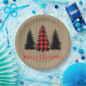 ファームハウス素朴クリスマスツリートリオ ペーパープレート (パーティー)