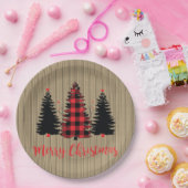 ファームハウス素朴クリスマスツリートリオ ペーパープレート (パーティー)