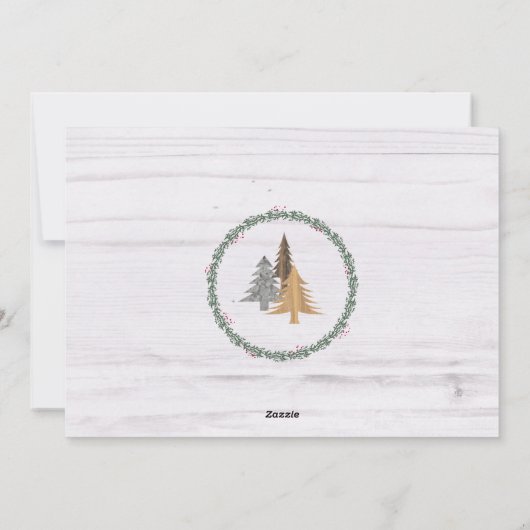 ファームハウス素朴クリスマスツリー&ガーランド3 – 写真 シーズンカード (裏面)