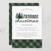ファームハウス素朴クリスマスパーティーバッファロープレイド 招待状 (正面/裏面)